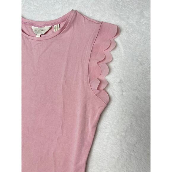 Ted Baker London Elijah Pink Scallop Preppy sz 0 Feminine Romantic Coquette - Picture 4 of 11
